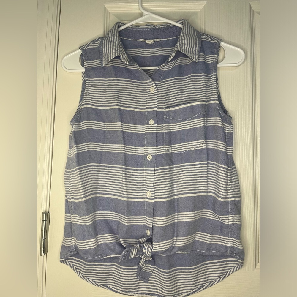 Beachlunchlounge women stripes sleeveless xsmall petite blue top blouse